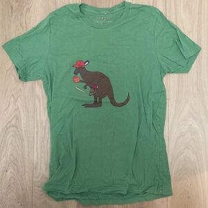 Active Critters Green Baseball Kangaroo Graphic T-Shirt Unisex